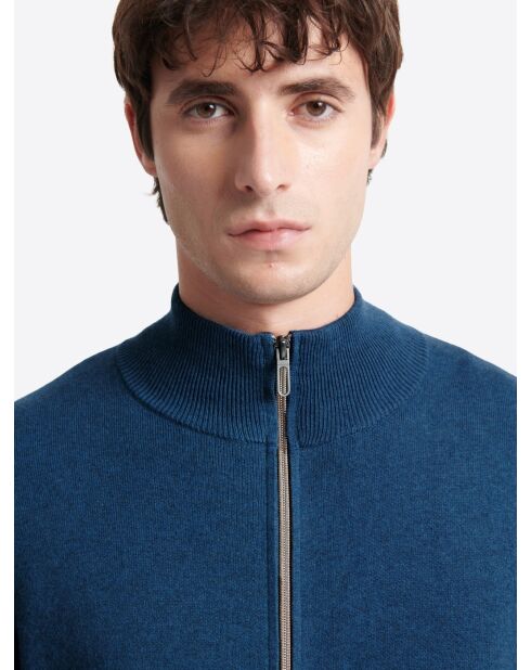 Gilet col montant en Coton & Cachemire bleu cobalt