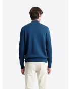 Gilet col montant en Coton & Cachemire bleu cobalt