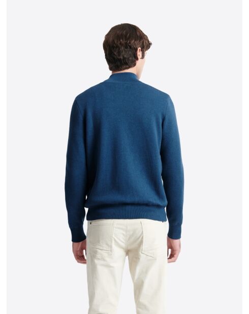 Gilet col montant en Coton & Cachemire bleu cobalt