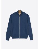 Gilet col montant en Coton & Cachemire bleu cobalt