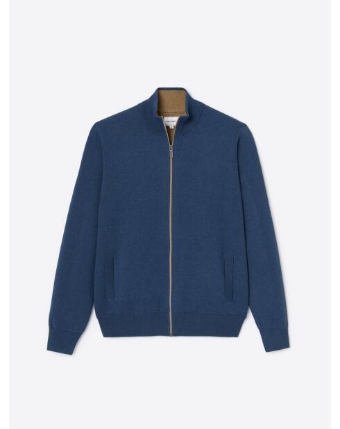 Gilet col montant en Coton & Cachemire bleu cobalt