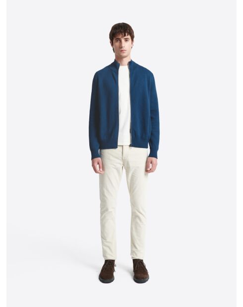 Gilet col montant en Coton & Cachemire bleu cobalt