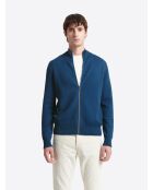 Gilet col montant en Coton & Cachemire bleu cobalt