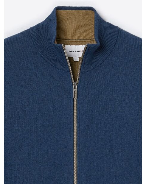 Gilet col montant en Coton & Cachemire bleu cobalt