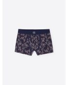 Boxer fleuri en coton bleu marine
