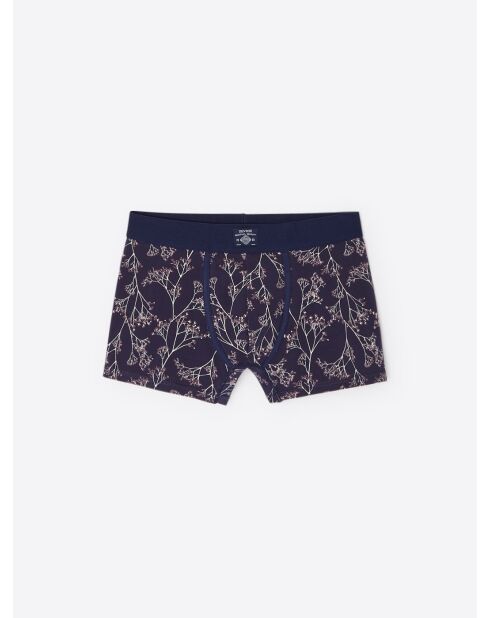 Boxer fleuri en coton bleu marine