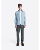 Chemise à coudières en coton bleu zen