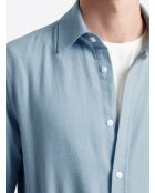 Chemise à coudières en coton bleu zen