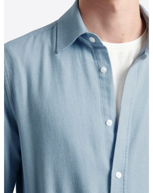 Chemise à coudières en coton bleu zen