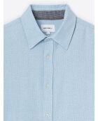 Chemise à coudières en coton bleu zen
