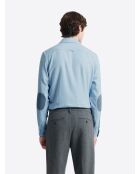 Chemise à coudières en coton bleu zen