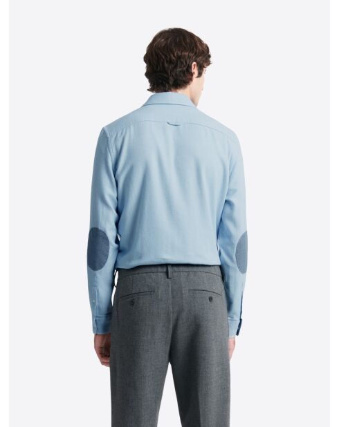 Chemise à coudières en coton bleu zen