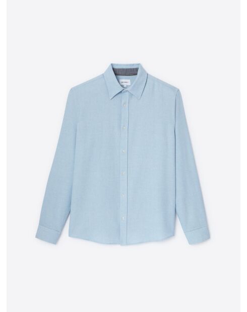 Chemise à coudières en coton bleu zen