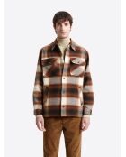 Chemise regular à carreaux camel