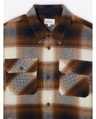 Chemise regular à carreaux camel