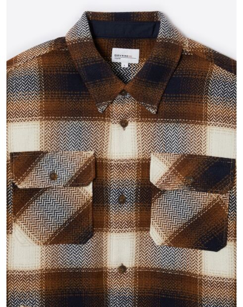 Chemise regular à carreaux camel