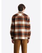 Chemise regular à carreaux camel