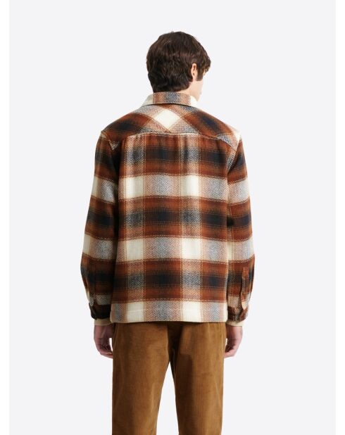 Chemise regular à carreaux camel