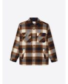 Chemise regular à carreaux camel