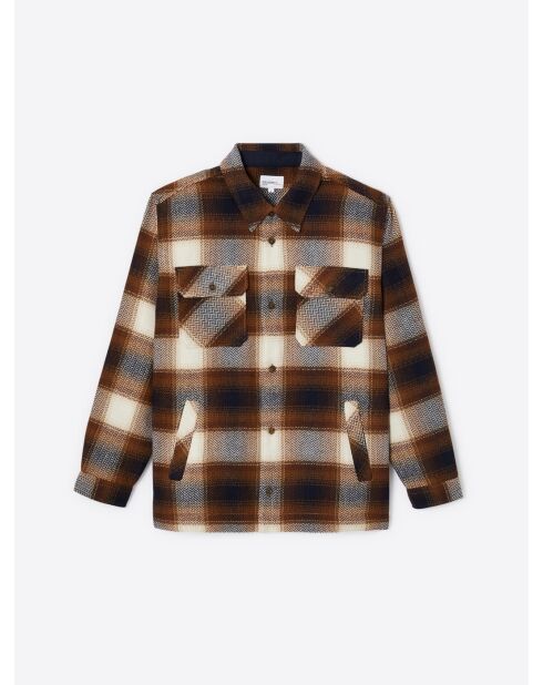 Chemise regular à carreaux camel