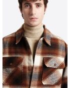 Chemise regular à carreaux camel