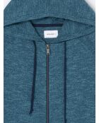 Cardigan à capuche 100% coton bleu cobalt