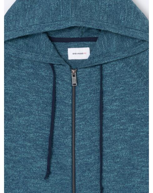 Cardigan à capuche 100% coton bleu cobalt