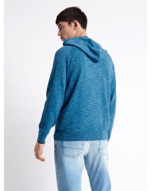 Cardigan à capuche 100% coton bleu cobalt