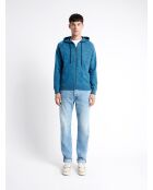 Cardigan à capuche 100% coton bleu cobalt