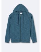 Cardigan à capuche 100% coton bleu cobalt