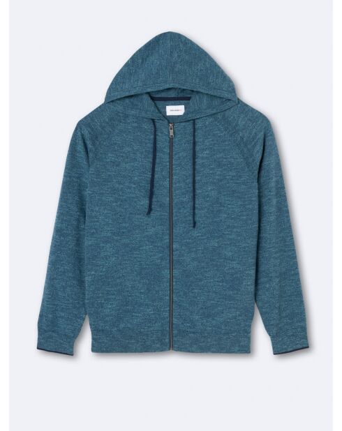 Cardigan à capuche 100% coton bleu cobalt