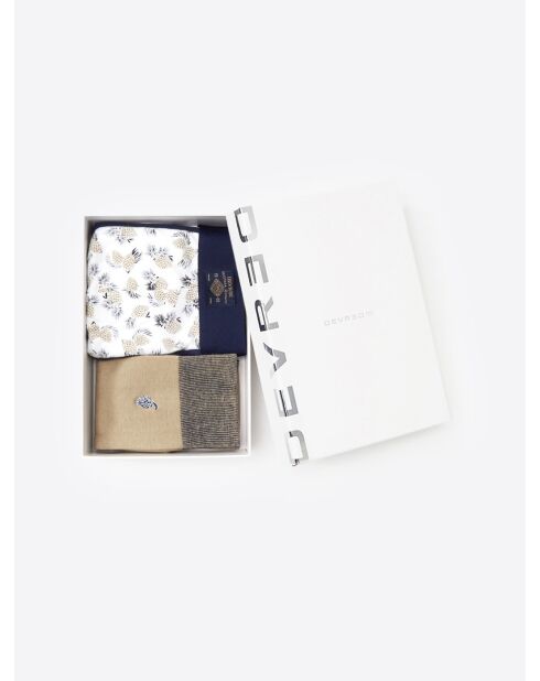 Coffret boxer et chaussettes en coton blancs