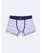 Boxer stretch en coton bio fantaisie bleu gendarme