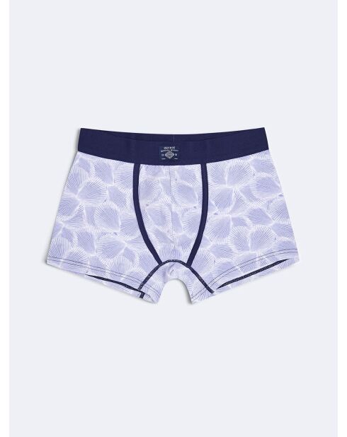 Boxer stretch en coton bio fantaisie bleu gendarme