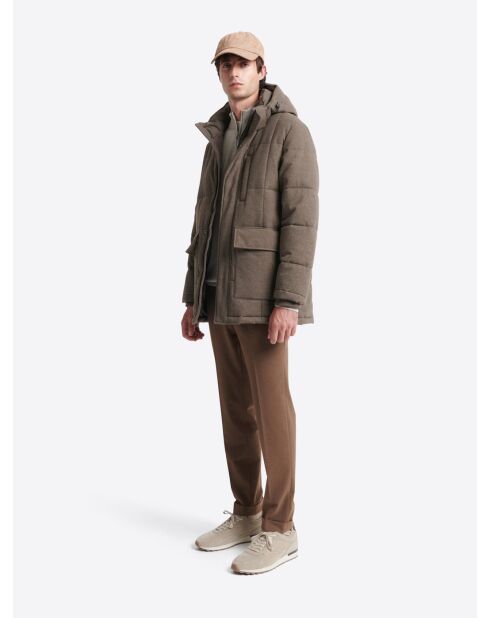 Parka à col montant faux-uni taupe
