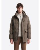 Parka à col montant faux-uni taupe