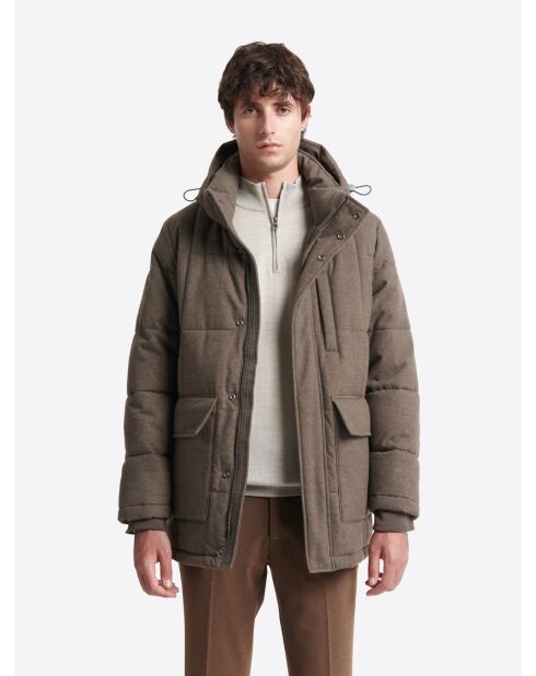 Parka à col montant faux-uni taupe