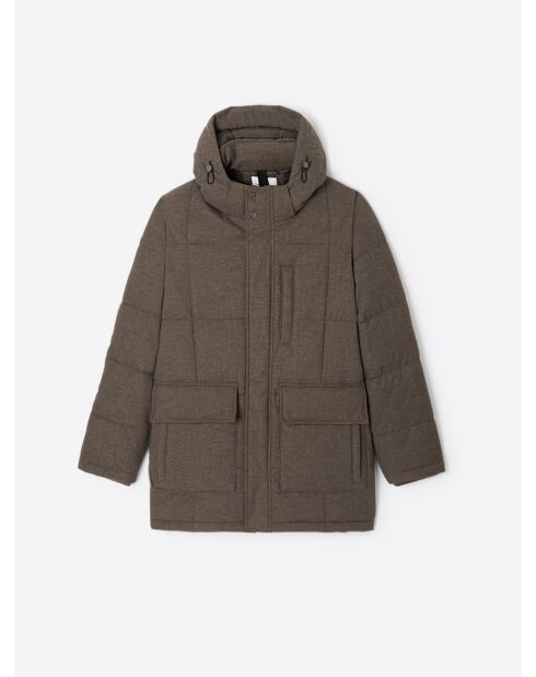 Parka à col montant faux-uni taupe