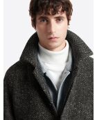 Pardessus fantaisie col chemise anthracite chiné