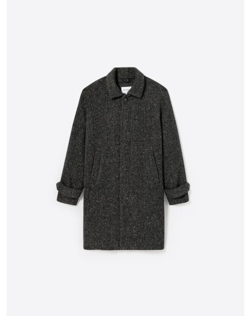 Pardessus fantaisie col chemise anthracite chiné