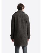 Pardessus fantaisie col chemise anthracite chiné