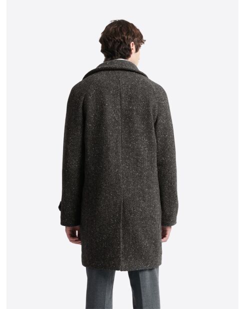 Pardessus fantaisie col chemise anthracite chiné