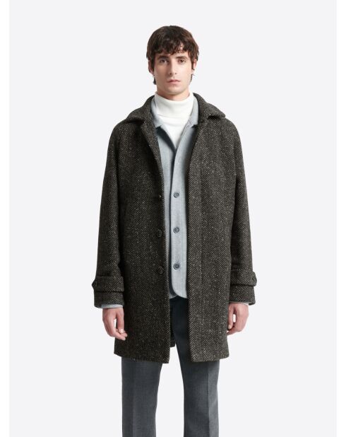 Pardessus fantaisie col chemise anthracite chiné