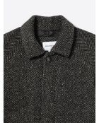 Pardessus fantaisie col chemise anthracite chiné