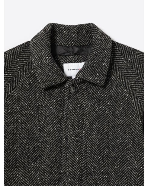 Pardessus fantaisie col chemise anthracite chiné