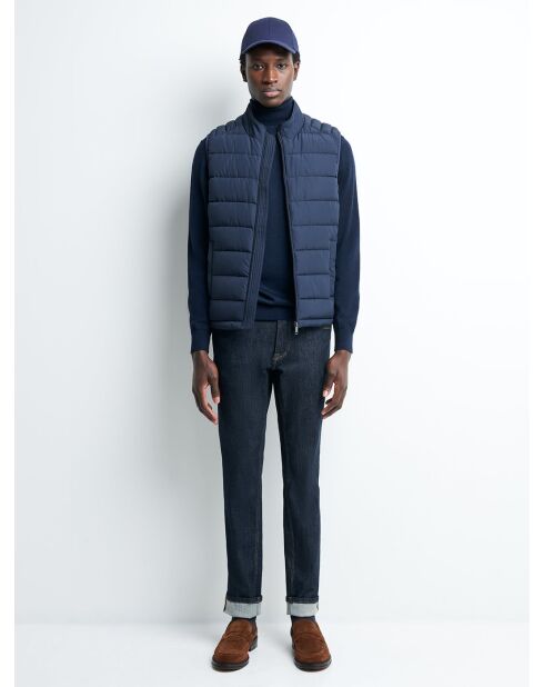 Gilet sans manche à col montant bleu