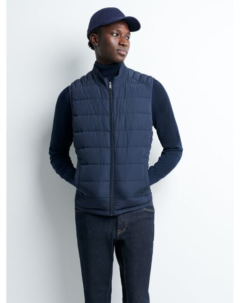 Gilet sans manche à col montant bleu