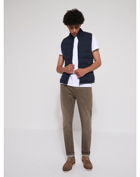 Gilet sans manche à col montant bleu