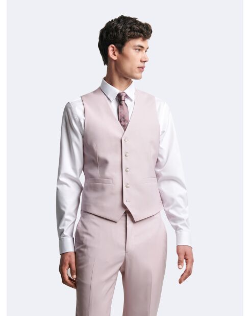 Gilet de costume 100% laine rose poudré