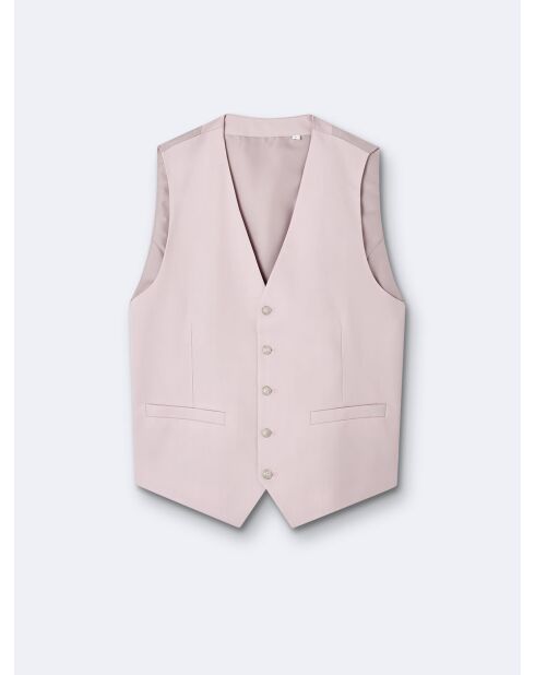 Gilet de costume 100% laine rose poudré